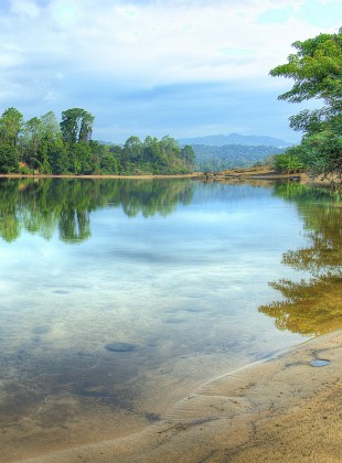 reflection off the river in North Ratanakiri