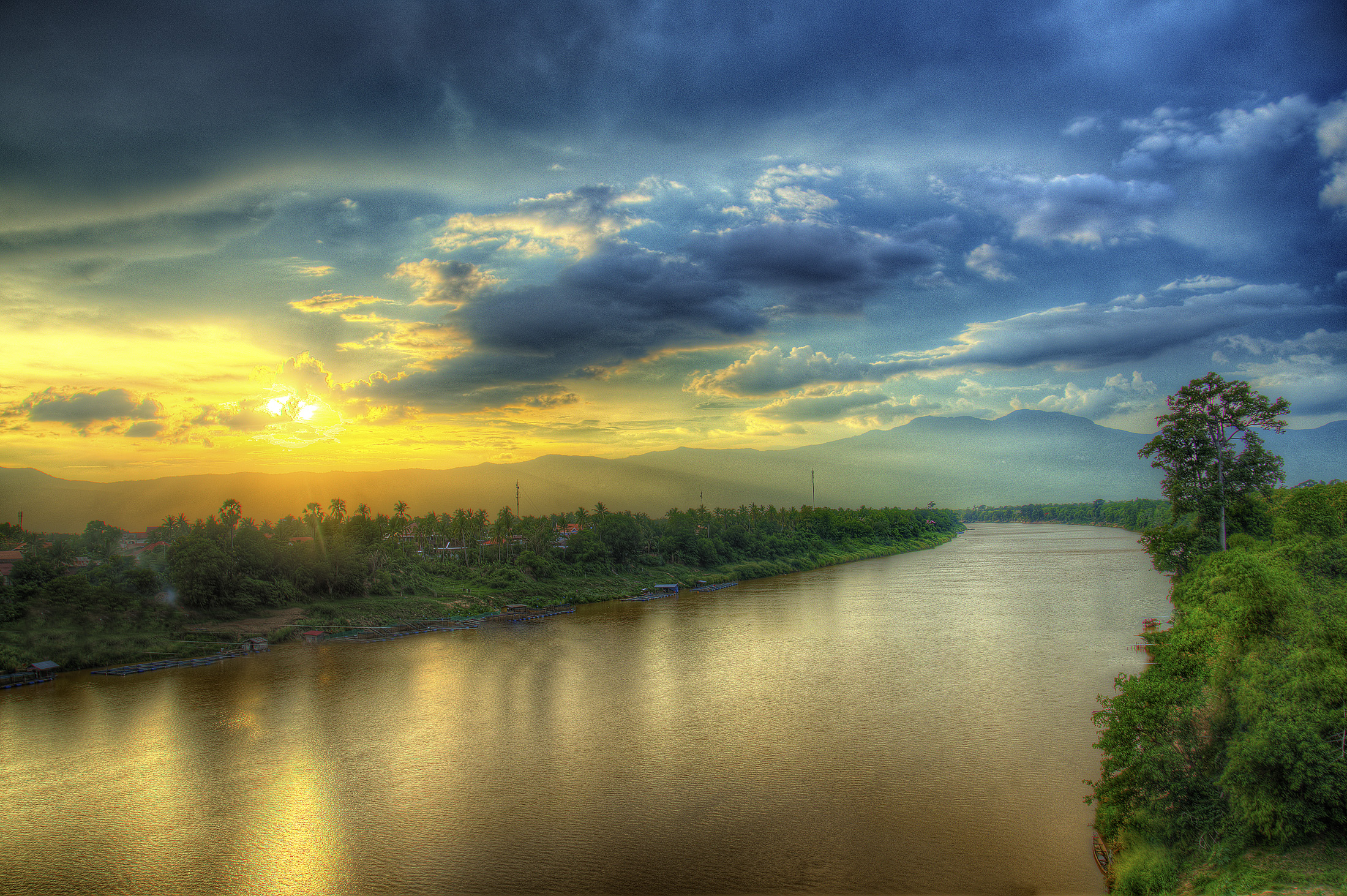 sunset in Attapeu, laos over the Se kong river