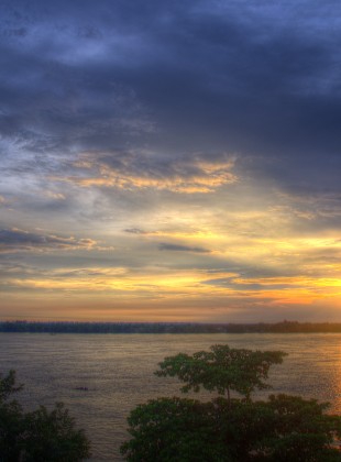 sunset over the mekong