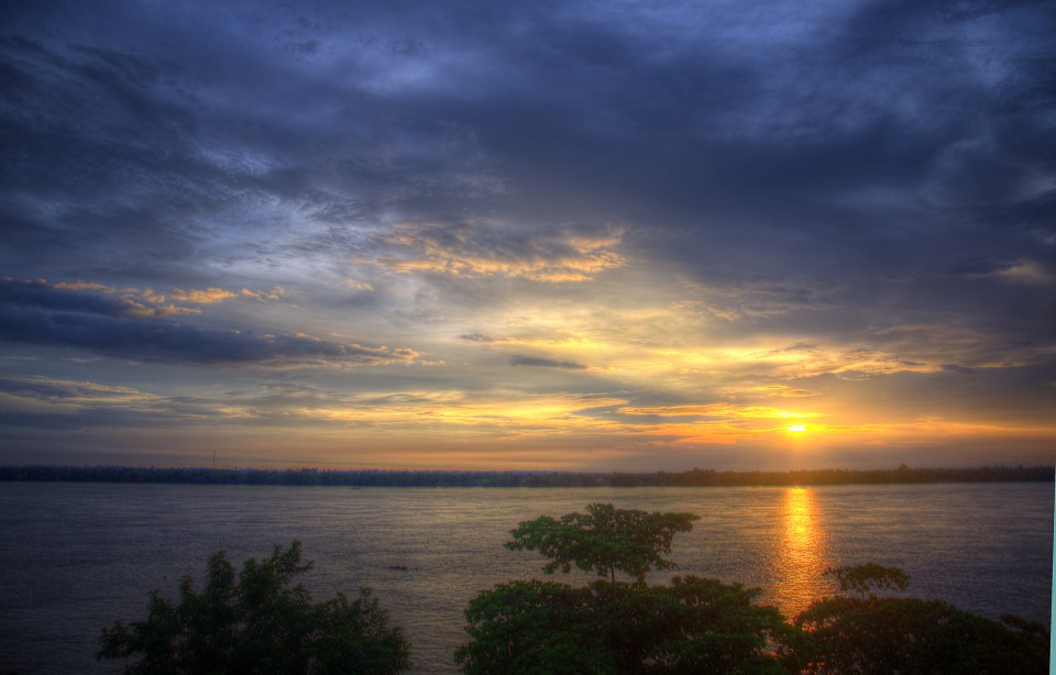 sunset over the mekong